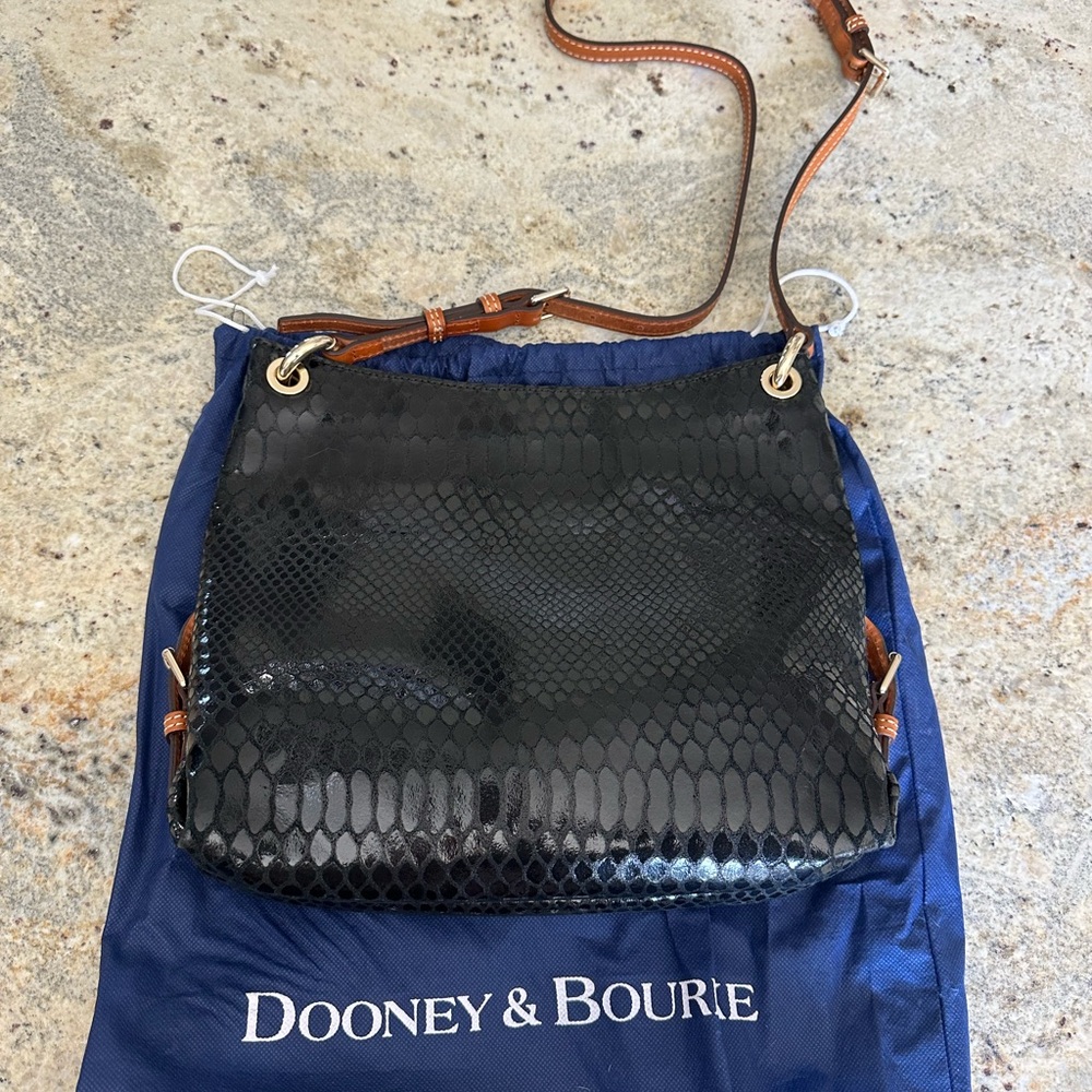 Dooney & Bourke Black Python-Embossed Shoulder Bag - image 2